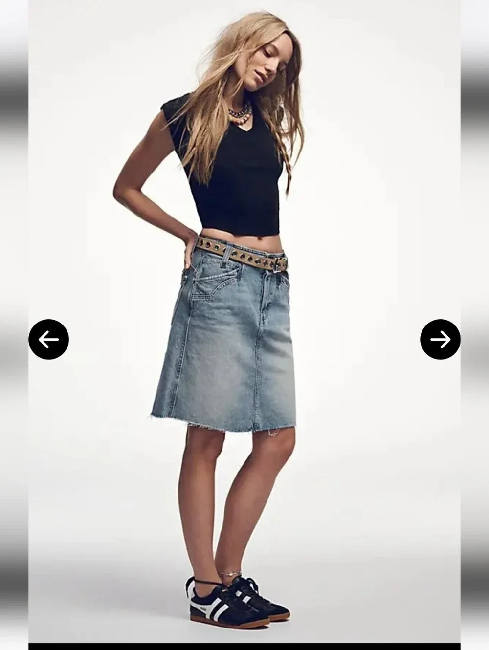 Free People We The Free Suzy Denim midi skirt Sz 26 $128